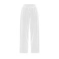thumbnail image 4 of Lenpel Women's Velvet Pants Elastic High Waisted Drawstring Straight Leg Velour Pants Loose Vintage Trousers with Pockets(White,3X-Large), 4 of 6