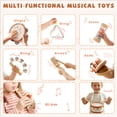 thumbnail image 5 of OATHX Kids Drum Set Tambourine Maracas Toy Drum Baby Music Kit Wood Musical Instruments for Toddler, 5 of 7