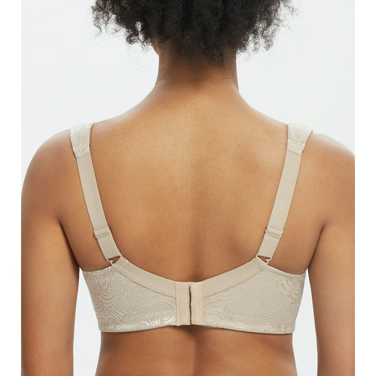 Exclare Women's Full Coverage Plus Size Comfort Double Support Unpadded  Wirefree Minimizer Bra(Peacock tail Beige,44G) 