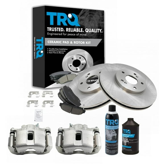 Front Ceramic Brake Pad, Rotor & Caliper Kit w/ Chemicals for Honda BKA19187