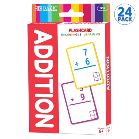 BAZIC Addition Flash Cards Numbers Math Flashcards (36/Pack) 24-Packs