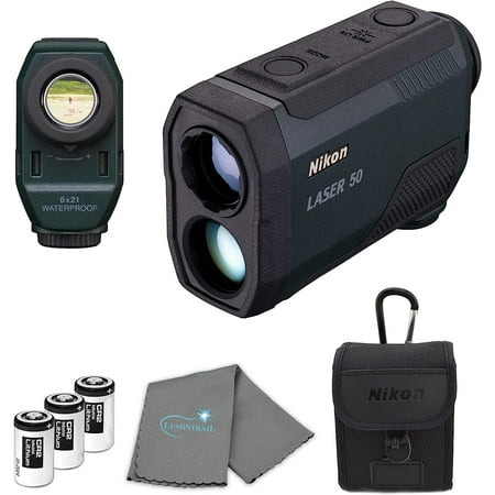 Nikon Laser 50 Laser Rangefinder 6X Magnification Bundle with 3 CR2 Batteries and Lens Cloth