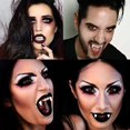thumbnail image 5 of 6 pares de colmillos de vampiro de 3 tamaños para cosplay con adhesivo, accesorio de decoración para fiesta de Halloween, dientes de vampiro falsos para niños/adultos, 5 of 5