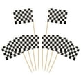 thumbnail image 1 of 100 banderas para pastel de fiesta de carreras (100 palillos de dientes blancos y negros), 1 of 5