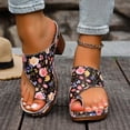 thumbnail image 5 of Dakaela Womens Chunky Heels Sandals Flower Orthopedic Wedge Dress Shoes Toe Ring Backless Ladies Casual Work Walking Sandal Size 6-10 Black, 5 of 9