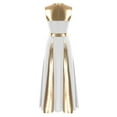 thumbnail image 5 of iiniim Women Color Block Sleeveless Dance Dress Sleeveless Maxi Robe Dancewear A White XL, 5 of 7