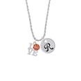 thumbnail image 2 of Delight Jewelry Love with Basketball Silvertone Script Initial Disc - R - Charm Necklace, 20"+3", 2 of 4