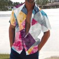 thumbnail image 2 of Men's Summer New Loose Print Short Sleeve Shirt Cardigan Beach Shirt 3XL, 2 of 5
