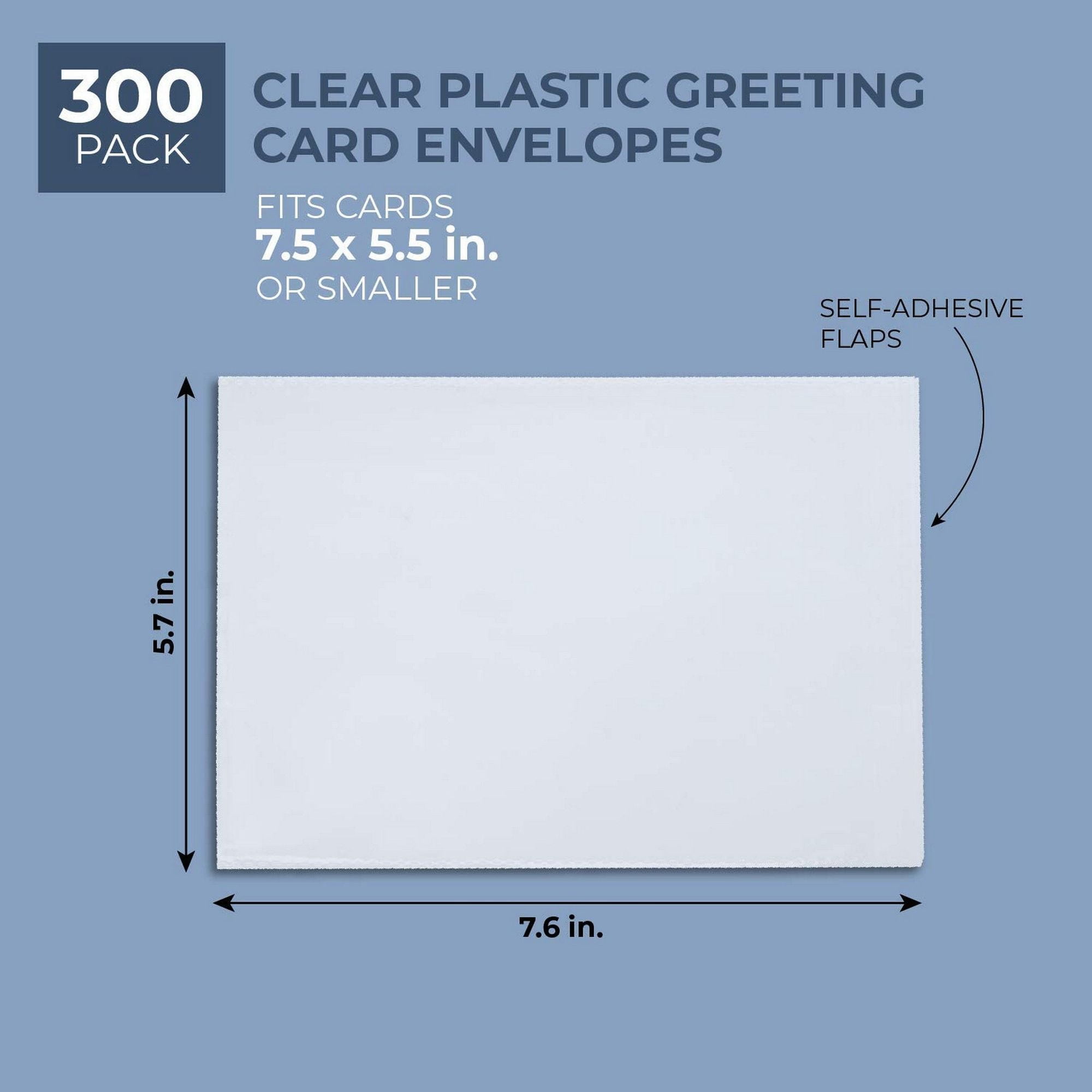 Juvale 300Pack Clear Plastic Envelope Bags, Greeting Card Sleeves, 7.5