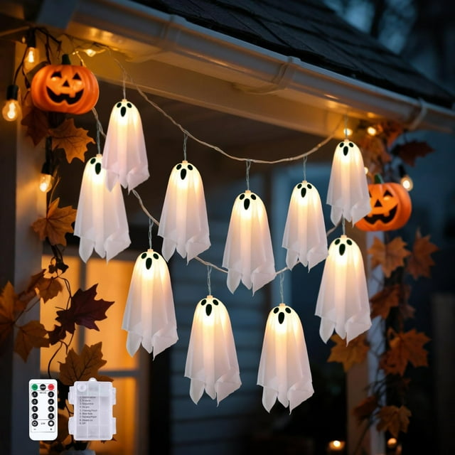 Guirnalda de luces Fleyudemo de Halloween con 10 luces LED, resistentes al agua