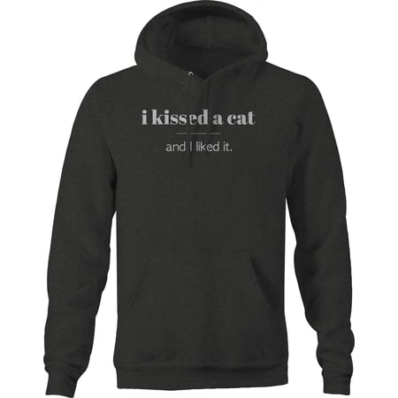 I Kissed A Cat And I Loved It Cat Lover Pet Hoodies for Men Large Dark Grey