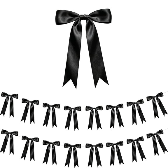 Satin Ribbon Garland Decor, Pre-Tied Bow Party Decorations for Backdrop
