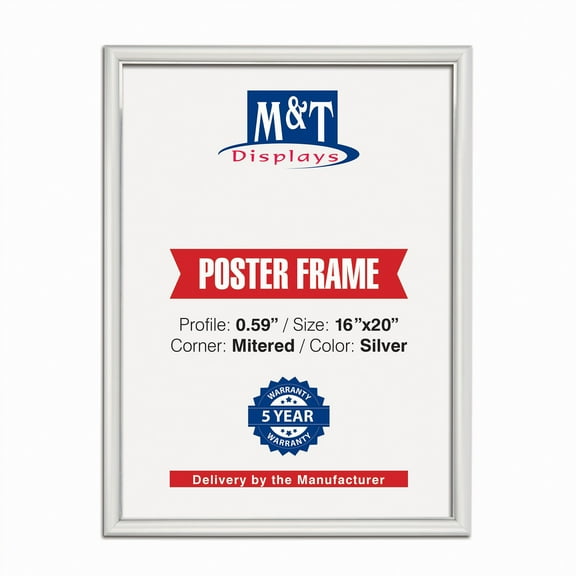 Snap Poster Frame 0.59" Aluminum Front Loading Wall Mounting 16x20 Silver
