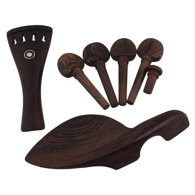 Piezas de violín 4/4 Wenge Madera Chinrest & Tailpiece Endpin