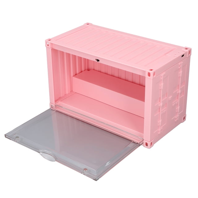 LED Mini Figure Display Case, LED Lit Miniature Figures Display Case for Toys Black,Roseate