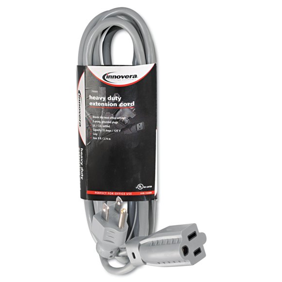 Innovera 72209 Cable De Extensión Resistente Para Interiores, 9 Pies, Gris
