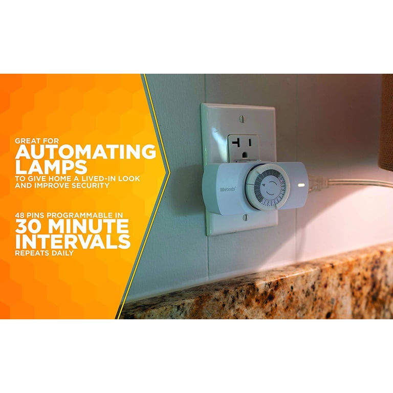 Woods Narrow Indoor 24-Hour Mechanical Timer, White photo 3