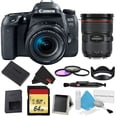 thumbnail image 1 of Canon EOS 77D DSLR Camera with 18-55mm Lens Bundle w/ 3 Piece Filter & Memory Kit + 24-70mm Lens (Intl Model), 1 of 5