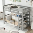 thumbnail image 4 of Harper & Bright Designs Twin Size Loft Bed with Storage Shelves, Wooden Twin Loft Bed Frame with Under-bed Desk for Boys Girls Teens Bedroom, Gray, 4 of 14