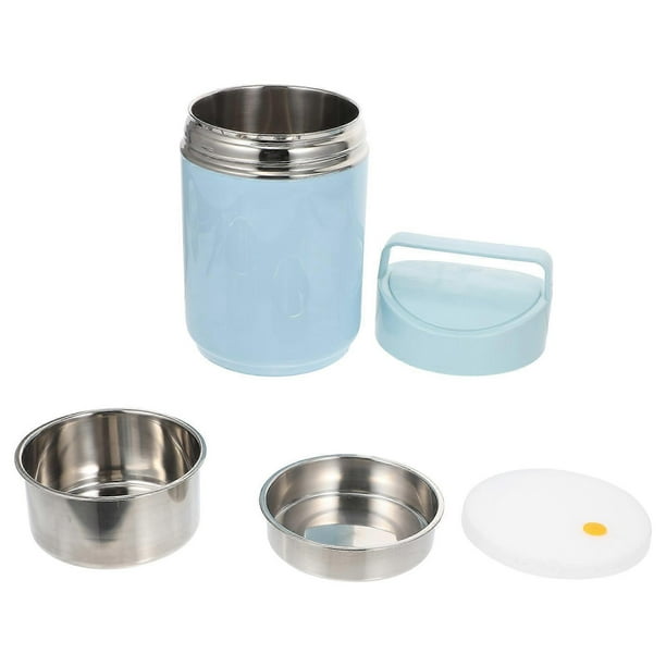Blue Stainless Steel Lunch Food Box with Good Heat Insulation and Airtightness for School Office or Traveling 7.8 Inches