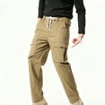 thumbnail image 1 of Ceisia Men Solid Color Fleece Multi Pocket Work Pants Loose Drawstring Gift Elastic Cuff Trousers, 1 of 9
