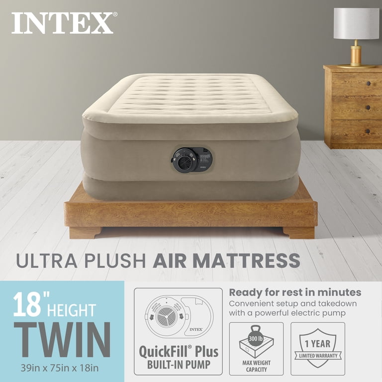 Intex Ultra Plush Twin Airbed with Built-in Inflatable Mattress