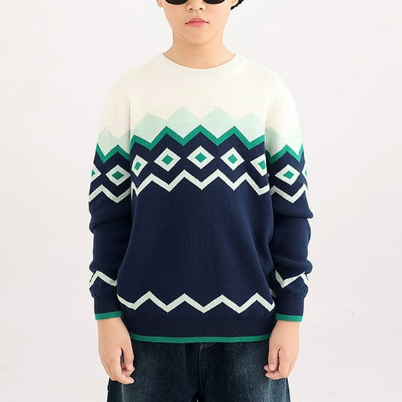 Baby Girl Boy Toddler Cotton Knit Sweater Striped Knit Long Sleeve Crewneck Striped Cotton Pullover Sweatshirt Fall Winter Warm Clothes for Boys Girls 12-18 Months