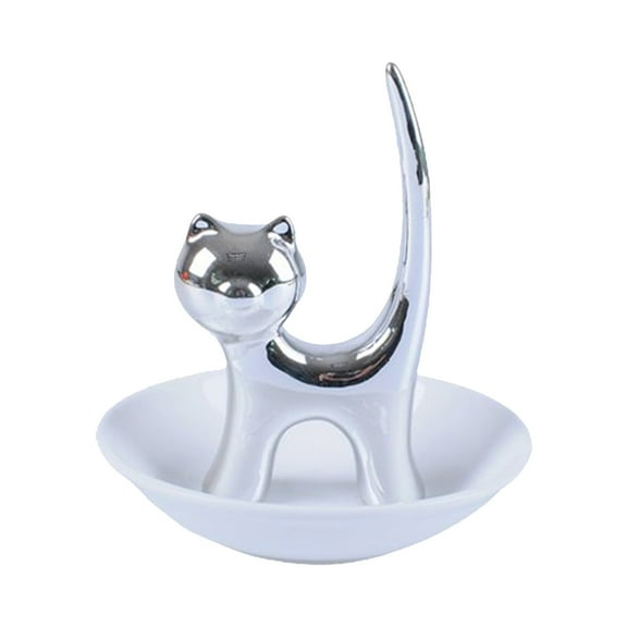 Cosmetic Cat Ring Holder Jewelry Engagement Wedding Trinket Dish Holder for Rings and Accessories Storage Organizer