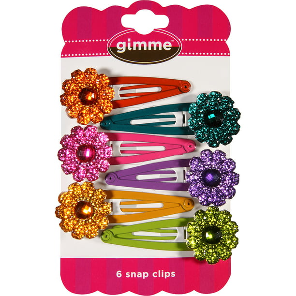 Gimme M Poofs Embellished Snap Hair Clips, 6 count 