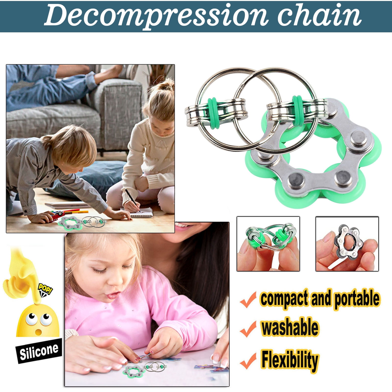 Adhd For Gear Anti-alienness Necklace Hand Toy Gadget Pad Stress EL 