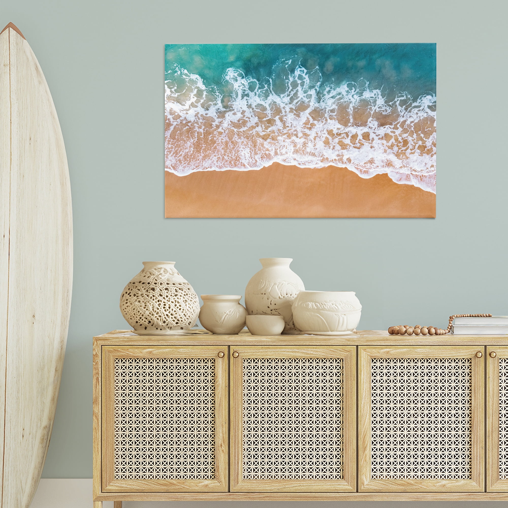 Stupell Industries Aerial Beach Foam Landscape & Nature Photography Wrapped Canvas Art Print Wall Art, 45 x 30