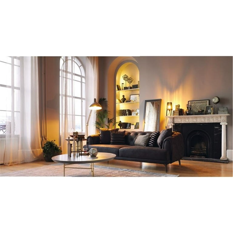 Enza Home Navona 3-Seater Fabric & Wood Sofa Bed in Dark Brown