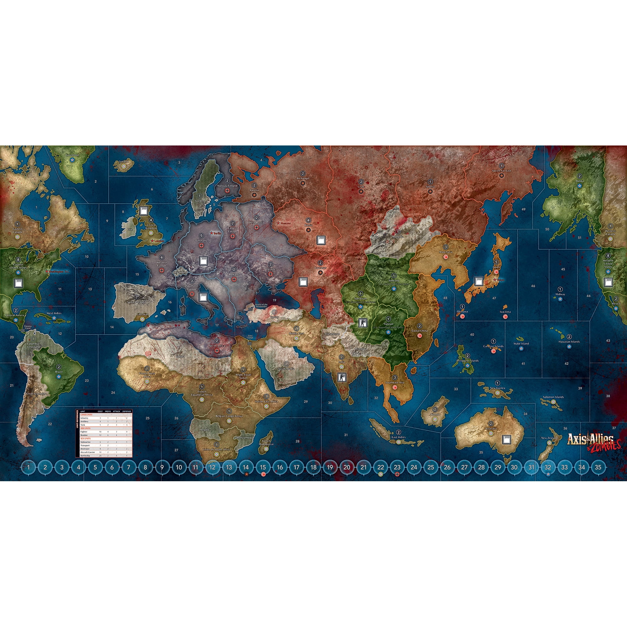 Axis & Allies: Zombies - Survival War Board Game, An Alternate WWII History Edition, Zombie Miniatures, Strategy & Area Control, Ages 14+, 2-5 Players