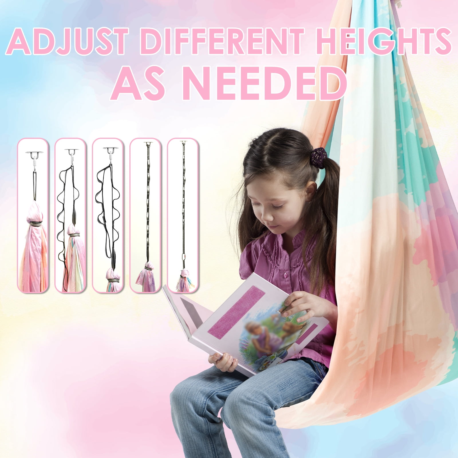 Sensory Swing Comfortable Kids Sensory Hammock Holds up to 200 lbs Indoor Cuddle Swing with 360° Swivel Hardware for Children Adults Indoor Outdoor