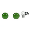 thumbnail image 3 of Trustmark Sterling Silver 4mm Natural Nephrite Green Jade Ball Stud Earrings, 3 of 4