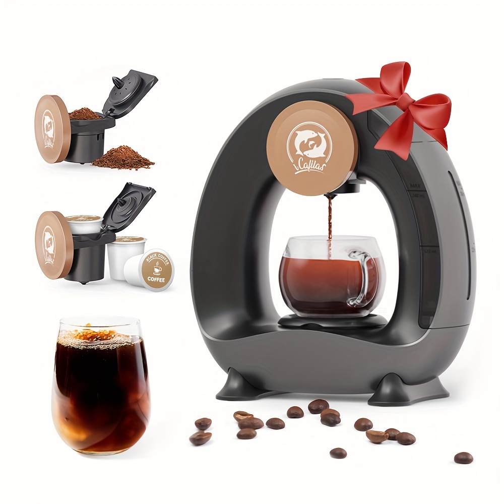 2-in-1 Single Serve Coffee Maker | Compatible With K Cup & Ground Coffee, Espresso Coffee Machine Americano Mini Coffee Machine/Tea Maker | With Coffee Filter/K CUP-Adapter