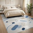 thumbnail image 3 of ODIKA 8'x10' Blue Beige Abstract Handwoven Design Washable Area Rug Modern Geometric Pattern with Unique Shapes for Dining Room, Large Office, Lounge, Non-Slip Chair-Friendly Mat, 3 of 7