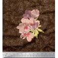 thumbnail image 1 of Soimoi Brown Moss Georgette Fabric Leaves & Floral Print Sewing Fabric BTY 42 Inch Wide, 1 of 1