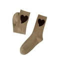 thumbnail image 3 of QLEICOM Socks for Men,Womens Socks,Unisex Valentine Socks with Heart Print Soft Knit for Casual Wear Mid-Crew Socks Sweet Gift Choice for Anniversaries and Romantic Dates Khaki, 3 of 4