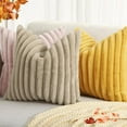thumbnail image 5 of decorUhome Pack of 2 Faux Fur Plush Throw Pillow Covers 18x18, Soft Fluffy Striped Decorative Couch Pillow Covers , Mustard Yellow, 5 of 9