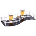thumbnail image 1 of Bandeja para 12 vasos de chupito de acrílico, soporte para vasos de chupito, bandeja para servir vasos de vino con base negra, organizador de vasos, accesorios de barra para fiestas, bares y clubes., 1 of 1