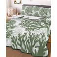 thumbnail image 3 of Quilts Twin XL Size, Dark Sage Green Coral Coastal Soft Comforter Bedding Set for Bed, Summer Beach Nautical Ocean Lightweight Quilted Bedspread with Pillow Cover(2 Pieces) for All Season, 68x98 Inch, 3 of 9