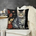 thumbnail image 2 of YINGXI Cute Cat Pillow Covers - Cat Lover Gifts for Women Cat Mom, Flannel American Shorthair Cat Pillow Cases, Cat Home Decor 12x12in, 2 of 5
