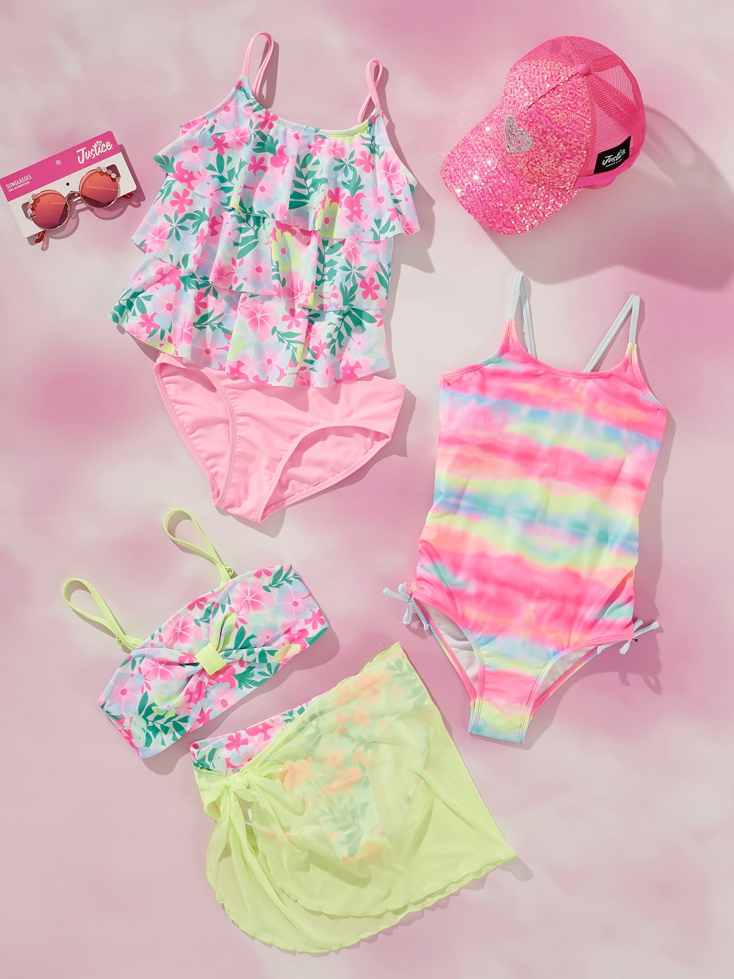 Justice Girls One Piece Swimsuit, sizes XS-XL