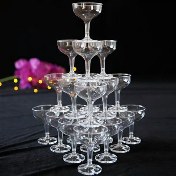 40 PCS Champagne Tower Glasses, 5 Oz Plastic Champagne Coupe Glasses, Champagne Glasses Plastic Disposable, Clear, Unbreakable