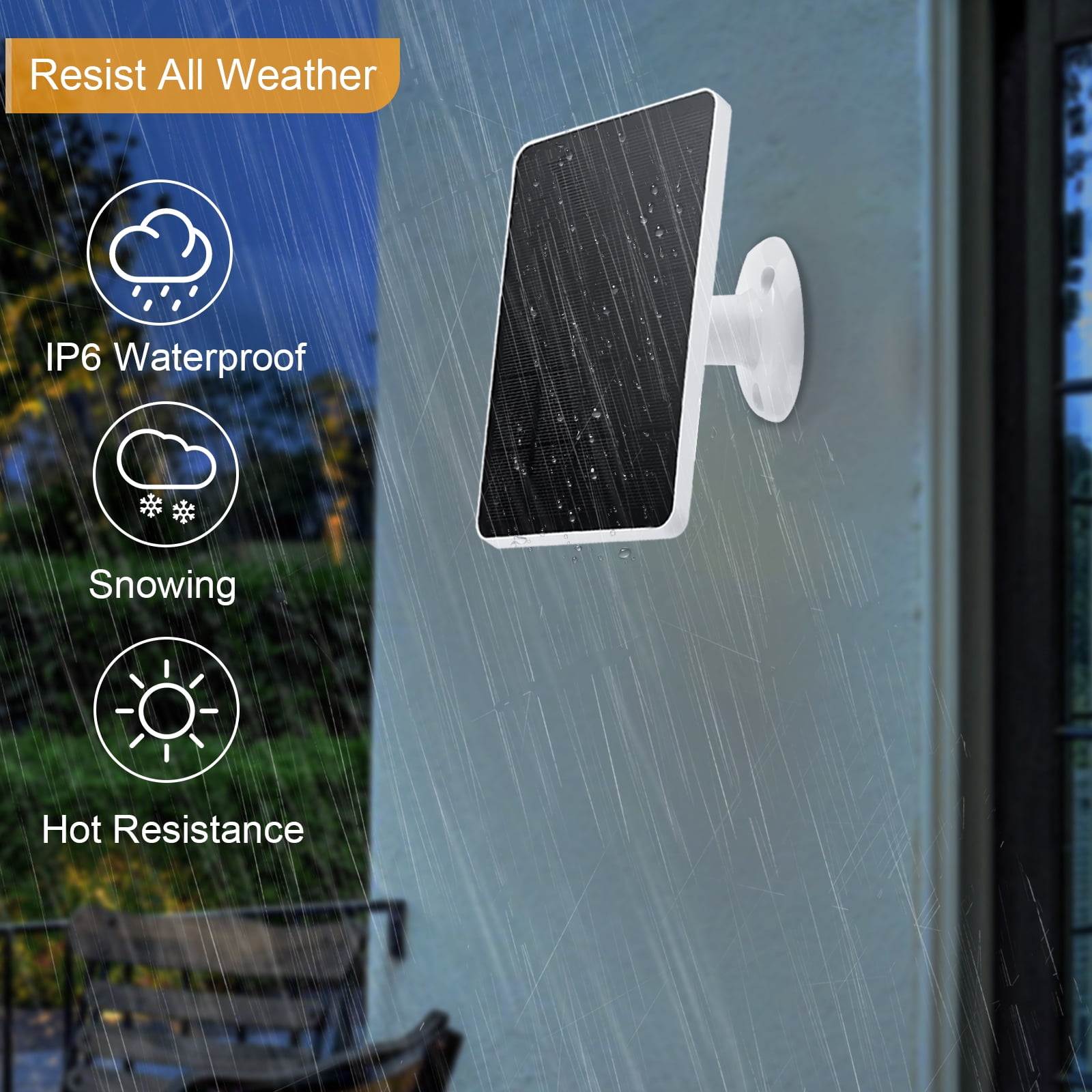 Recharger,9.8 Ft Cable Solar Panel With 10w Ip6 Waterproof Adjustable Doorbell With 10w 5v Type-c Port / Adjustable With 10w 5v Solar With Type-c Port Ft Cable Fit Port / 9.8