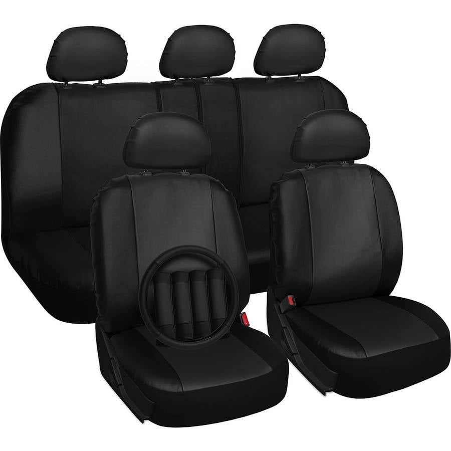 HORSE KINGDOM Universal Car Seat Covers Faux Leather With Air-mesh Orange For Women,Girls,Cars Trucks,Suvs,Sedans Breathable Airbag Compatible Black with Orange