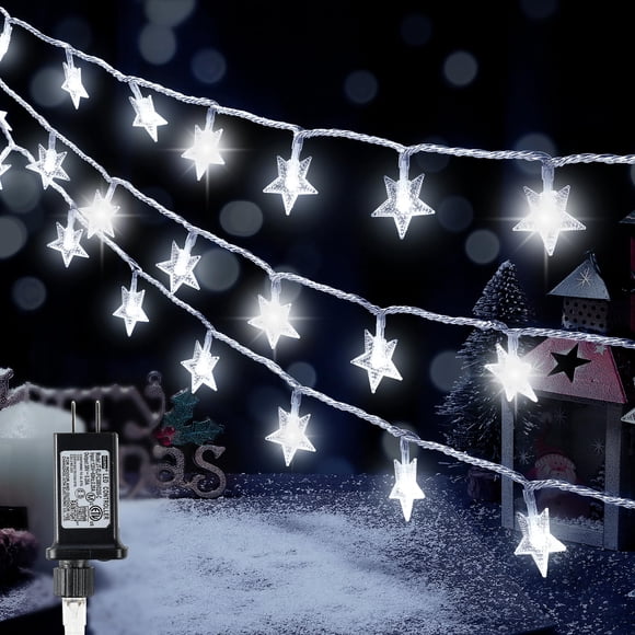 Cadena de luces LED con forma de estrella HeyFuni 100, 10 m, para Navidad