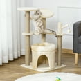 thumbnail image 2 of PawHut Cat Tree Tower Kitten Multi-Level House with Condo Bed Scratching Post Pad Perch Ball Toy 19x19x34.25 Inches, Beige, 2 of 10