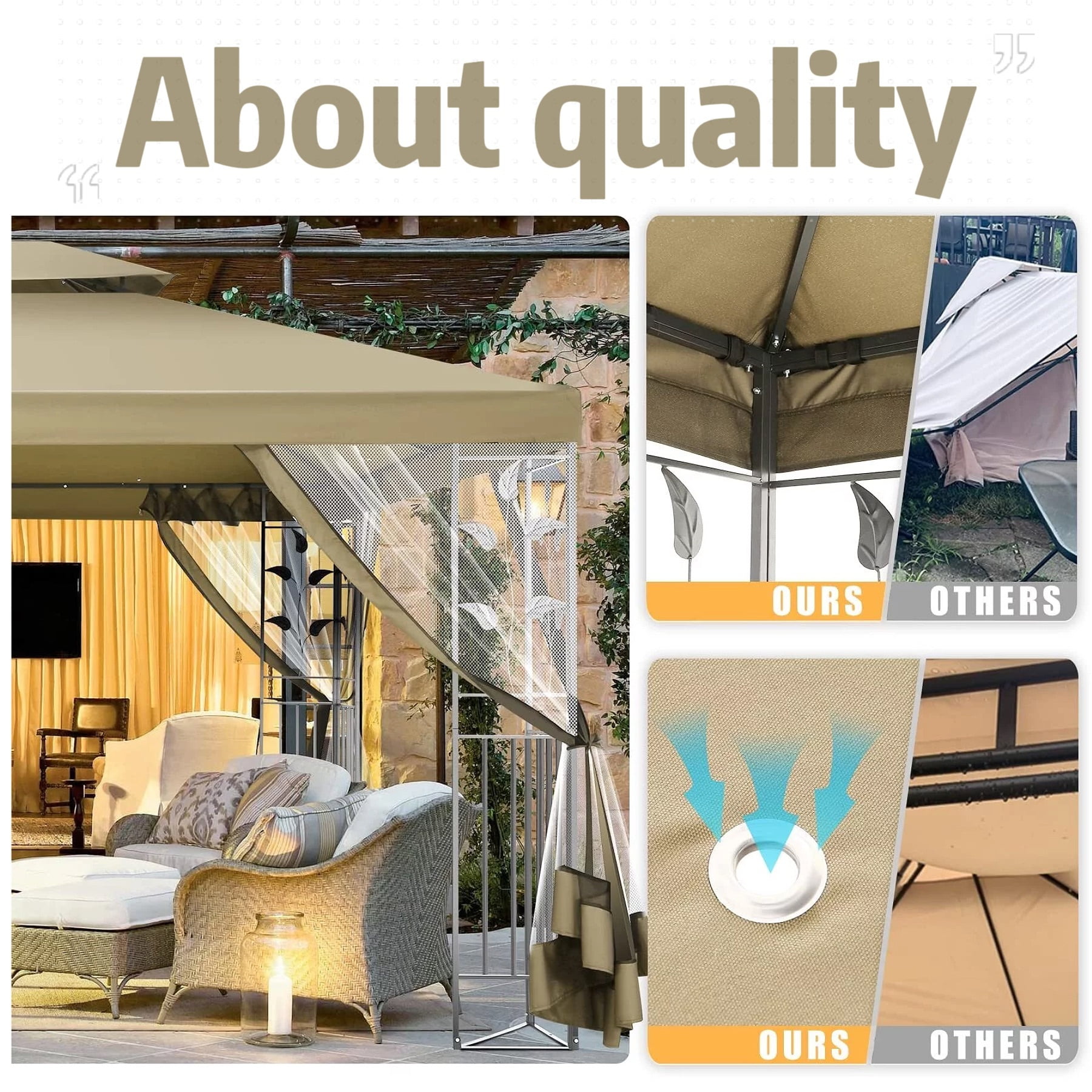 Hoteel Waterproof 10'x 13' Metal Patio Gazebo, Outdoor